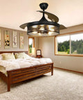 42 Inch Caged Ceiling Fan With Remote Control And Lights Dope Farmhouse Flush Mount Low Profile Ceiling Fan in bedroom matte black