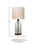 Modern Farmhouse Seeded Glass Table Lamp in Bronze Finish, 22.5 Inch Tall with beige drum shade, for Bedside or Living Room Decor.