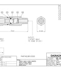 DAIRAZAN inline ball check valve cross-section drawing in SS316; 1/4 NPT female inlet, 1/4 NPT male outlet.