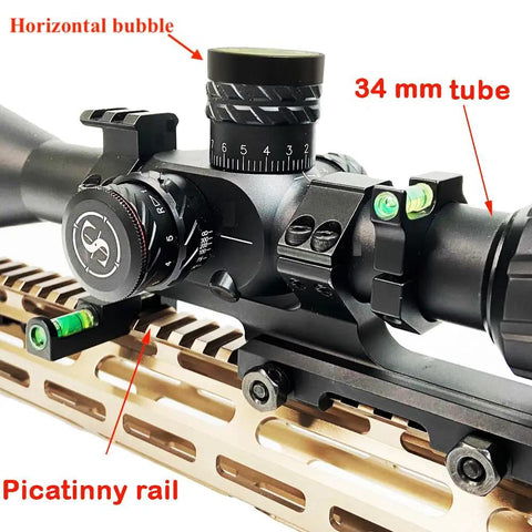 34mm Scope Bubble Level for Riflescope Tubes, Anti Cant Level with Picatinny Rail Mount, Durable Aluminum Alloy, Black Matte Finish