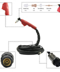 Pt 31 Air Plasma Cutting Torch 40 Amp With 13 Foot Cable showing handle, cable connections, and components for cutting steel.