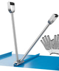 Heavy Duty Hand Seamer And Sheet Metal Bender Two In One Tool Designed For Quick Seaming And Precise Bending, shown with gloves