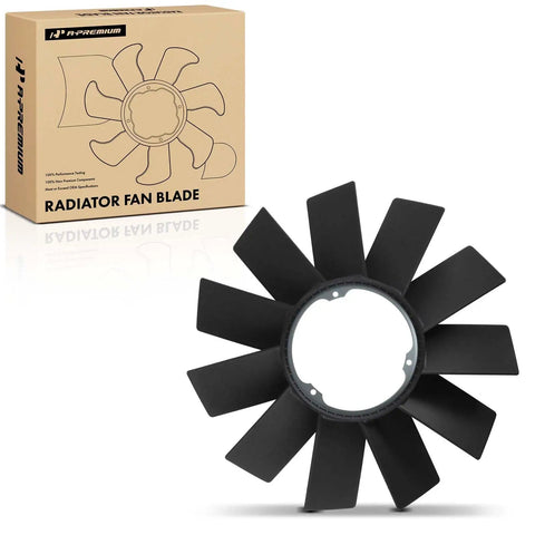 Heavy Duty Engine Radiator Cooling Fan Blade Compatible With BMW E46 E36 showing 11 blades with packaging.