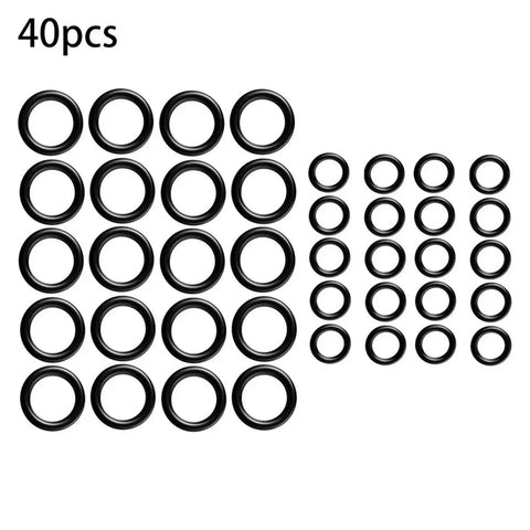 40 Piece Rubber O Ring Set in One Quarter Inch and Three Eighths Inch Sizes, Durable Seal Gasket Kit for Plumbing, Automotive, Industrial Equipment and Food Processing Applications, DIY Friendly, 40pcs black rubber O-rings
