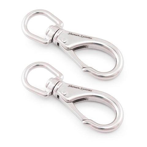 Beefy Large Stainless Steel Swivel Snap Hooks 4.6 Inch Heavy Duty Boat Clips Two Pack For Ropes And Cables Marine Anchors Sturdy Spring Clips