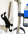 Heavy Duty Electric Golf Caddy drink holder for water bottle and smartphone mount on the 3 wheel folding frame.