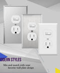 Toggle Switch And Tamper Resistant Outlet Combo For DIY Friendly Home Use UL Listed Built With Impact Resistant Polycarbonate Thermoplastic Shallow Body Fits Standard Junction Boxes Push In And Side Wiring For 12 To 14 AWG Copper Ground Terminal, modern wall plate styles