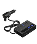 200W Car Power Inverter Featuring Rapid USB C Fast Charging And Dual AC Outlets with digital display and USB ports.