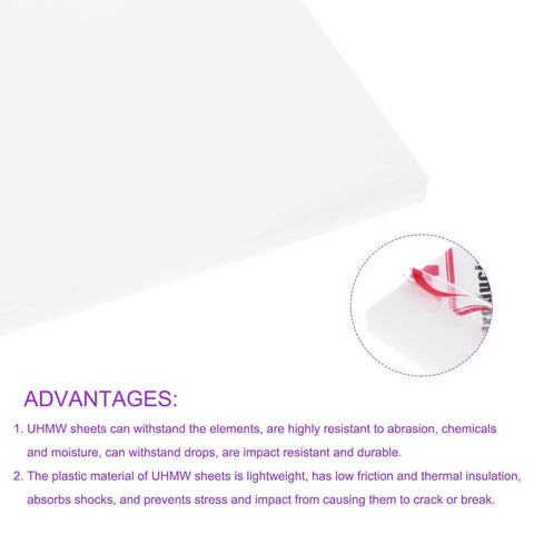 Tough As Nails UHMW Sheets 6 By 6 By One Sixteenth Inch Opaque White Plastic Board showcasing advantages and durability