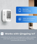 CO2 Monitor Thermometer Hygrometer With Remote IoT Alerts in an office environment for air quality monitoring.