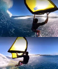 Person using a Handheld Inflatable Wing Foil Kite For Wind Wing Foiling With Storage Bag, Durable Dual Airbag Surf Wing.