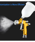 Hit The Road With This Lightweight Cordless Paint Sprayer Featuring A 1.3 Millimeter Nozzle And Ergonomic Handle For Slick Auto Touch Ups Quick Flush Design Works Perfect, showing atomization head in action.
