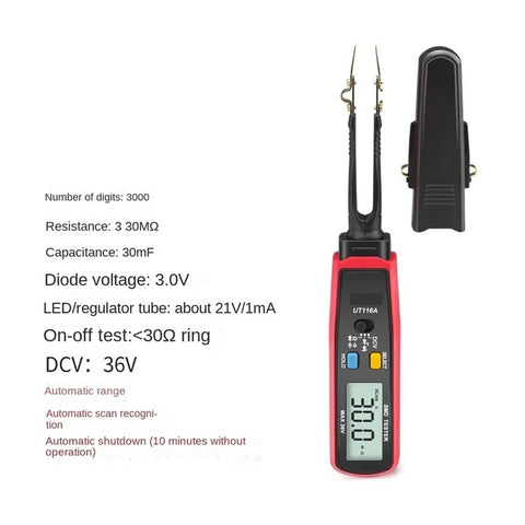 Auto Detect SMD Multimeter with Resistance Capacitance and Diode Testing displaying measurements on screen