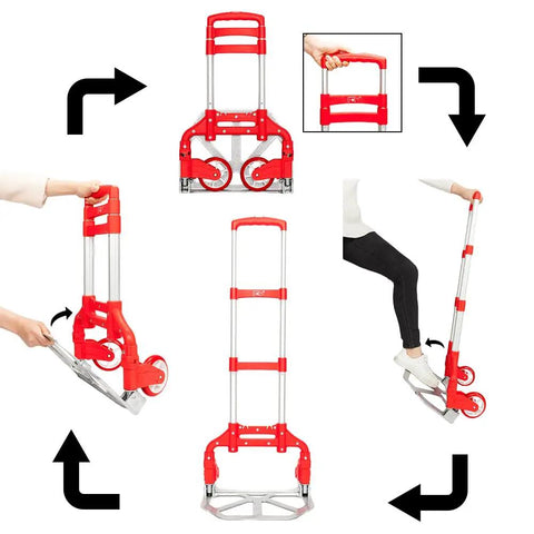 Slick Folding Hand Truck Dolly With 165 Lb Capacity And Telescoping Handle Dang Lightweight Portable Cart With Smooth Rubber Tires For Groceries Luggage Or Moving Tasks That Roll Easy No Sweat