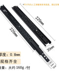Black silent 3-section ball bearing drawer slides set 22 cm heavy duty cold rolled steel track for cabinets and wardrobes