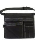 Heavy Duty Adjustable Tool Belt Pouch With 6 Pockets, Reinforced Canvas Construction For Screwdrivers, Rulers And Other Hand Tools, Durable Gray Carpenter Belt For Pros And DIY Projects. front view, gray canvas tool pouch with adjustable waist belt