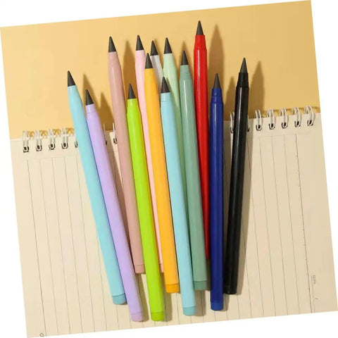 Everlasting Reusable No Sharpening Pencils Set For Students And Artists Graphite Sketch Pencils in multiple colors on notebook