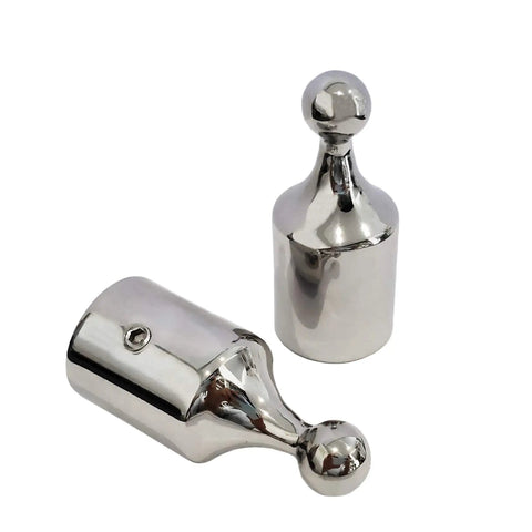 Pair of Beefy Heavy Duty 316 Stainless Steel Bimini Top End Ball Cap Fittings Seven Eighths Inch ID for marine hardware