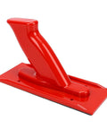 Built Tough Abs Table Saw Push Block With Angled Handle And Rock Solid Textured Grip, bright red safety guide for wood cutting.