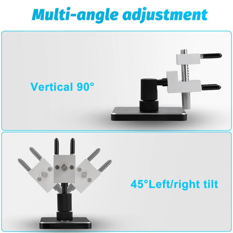 2 In 1 Mini Table Top Vise Clamp For Gundam Model Building And Jewelry Repair Portable 360 Degree Rotatable Vise showcasing vertical and 45° angle adjustment.
