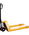 Workhorse Manual Pallet Jack With 6600 Lb Capacity And 48 Inch By 27 Inch Forks Yellow Hand Pallet Truck Side View