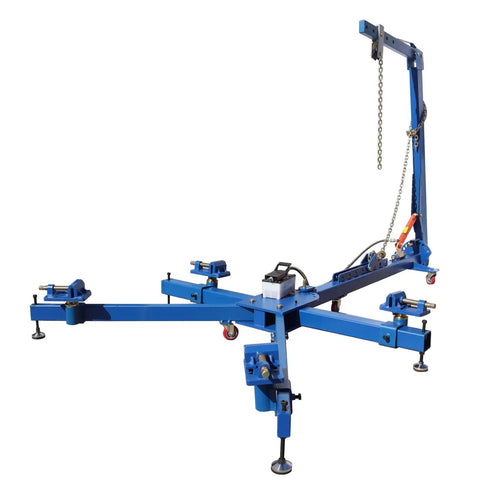 Car Frame Corrector And Straightener Puller, 10 Ton Hydraulic Frame Repair Tool For Auto Body Restoration, blue frame