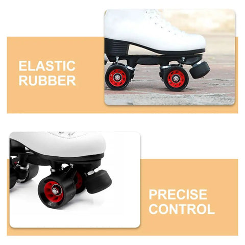 Two Pack Roller Skate Toe Stops Adjustable Rubber Brake Blocks on quad skates, round shape, high elastic for safer braking