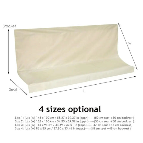 Heavy Duty Waterproof Swing Seat Cover For Patio Two To Three Seater Bench Cushions, 900D Oxford Fabric, Beige, Size Options