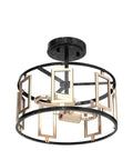 2 Light Modern Semi Flush Mount Ceiling Light With Clear Glass Shade Close To Ceiling Fixture Delivers Bright Ambient Lighting For Hallways Bedrooms And Kitchens In A Gold Black Silver Brushed Finish For A Sleek Luxe Contemporary Look shown with geometric design in gold and black.