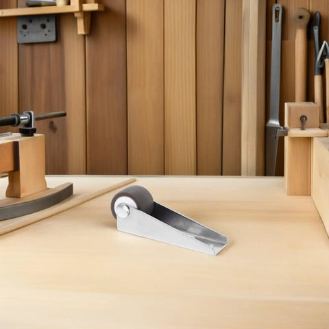 Sturdy 4 Pack Bottom Sliding Door Support Wheels Featuring Bang Up TPE Rubber Rollers on a wooden workbench.