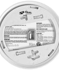 No Sweat Setup 12 Pack Hardwired Smoke And Carbon Monoxide Detector Combo back view showing model details and maintenance instructions.