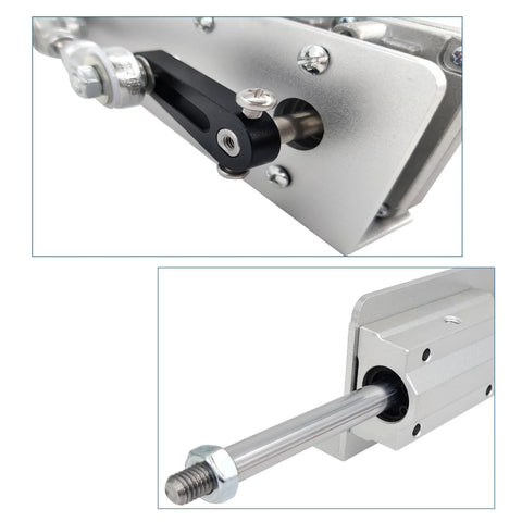 JQDML Reciprocating Cycle Linear Actuator head view with mounting plate on silver housing.
JQDML Reciprocating Cycle Linear Actuator chrome rod extending from silver aluminum body.