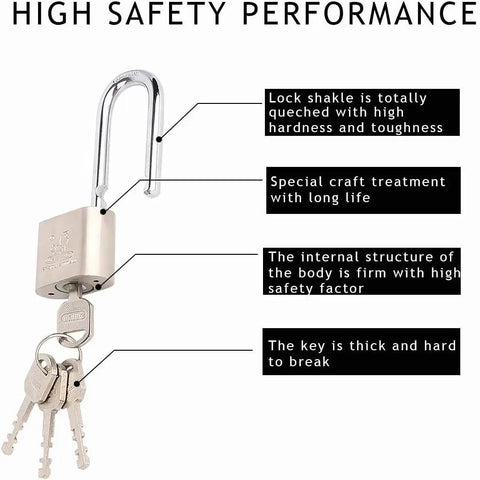Two Pack 40mm Padlocks With Keys, Long Shackle Indoor Outdoor Use, Lock For Home Garage Shed, Includes Four Keys Per Lock, Separate Keys, Durable Weatherproof Steel
