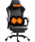 Gaming Chair With Shiatsu Neck Massage And Lumbar Support, High Back Ergonomic Recliner, Height Adjustable Leather Office Desk Chair For Home Use