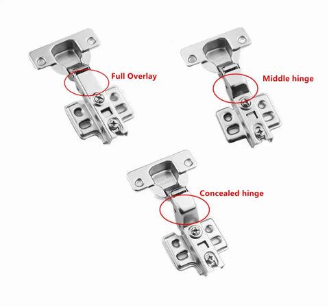 Three types of Two Pack 35mm Concealed Hinges Smooth Soft Close Cabinet Doors Rock Solid Rust Proof Steel for cabinets.
