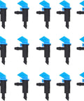 Image of 100 Pack 2 GPH Drip Emitter Flag Drippers For Garden Lawn Vegetables Easy Install Irrigation System Parts, blue plastic.