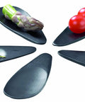 Mahal Tear Drop Bamboo Tasting Spoon For Grab And Go Tastings, Black Biodegradable Disposable Cutlery For Appetizers And Sampling, Multi Purpose Serving Spoon, Natural Wood Look Finish, 3.9 x 1.6 Inches, Pack Of 144, black bamboo spoon with berries
