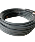Lightweight Hybrid Air Compressor Hose One Quarter Inch By Thirty Feet With Flex Friendly Bend Restrictors and Thirteen Piece Accessory Kit For No Sweat Weekend Builds And 300 Psi Pneumatic Setup coiled and wrapped in plastic.