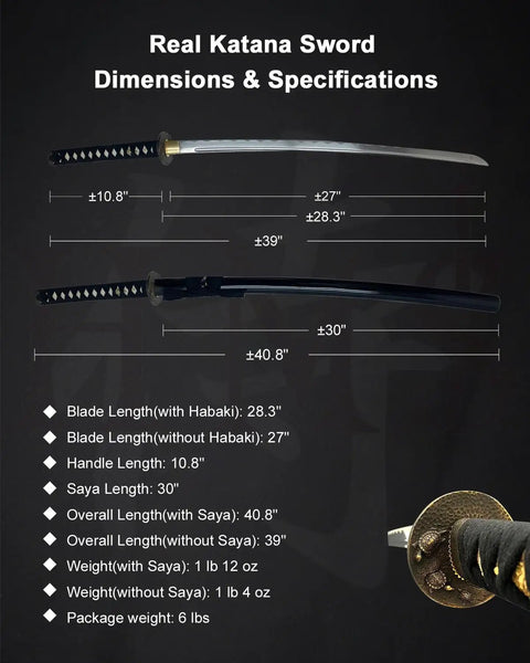 Safe Unsharpened Aluminum Iaito For Iaido Practice And Display, 28.3 Inch Katana Training Sword dimensions and specifications