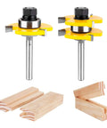 Tongue And Groove Router Bit Set Of Two With One Quarter Inch Shank Three Teeth Adjustable T Shape Wood Milling Cutter