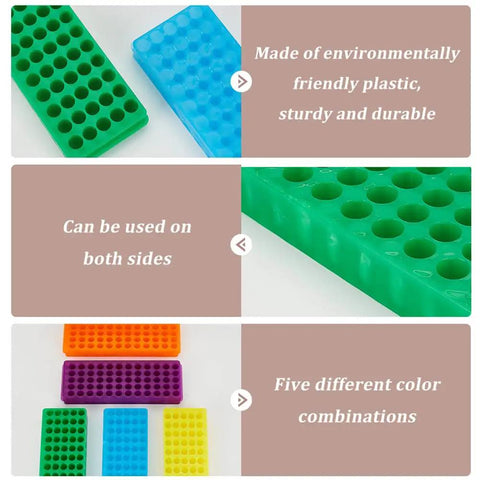 Polypropylene Microcentrifuge Tube Rack Set, 60 Well Double Panel Holder For Chemistry Lab And PCR, 5 Color Assorted Stands