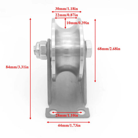 Beefed Up Heavy Duty 3 Inch 304 Stainless Steel Sliding Gate Wheels With U Groove Track Roller Double Bearing Plate Caster For Driveway Gates U Shaped Bracket Smooth Rust Resistant Rollers size chart, 68mm wheel