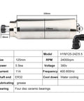 Beefy 5.5kW CNC Water Cooled Spindle ER32 380V Constant Torque Motor D125mm with specifications table