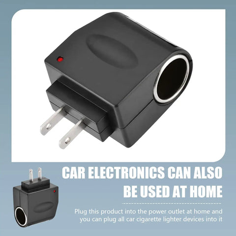 Zero Hassle Wall To Ride Power Adapter for car gadgets, black, converts AC to DC, plugs into home socket.