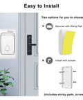 Image showing Ultra Long Range Doorbell Kit with 1300 Feet Of Wireless Range, plug-in installation options with sticky pad or screws.