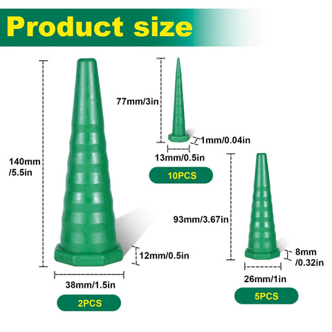 Hydraulic Oil Service Plugs Kit 25 Piece Universal Rubber Plugs And Caps For Hoses And Oil Lines Irrigation 3 Sizes Pro Grade Durable Heavy Duty Leak Proof Green showcasing the 3 plug sizes in millimeters and inches.