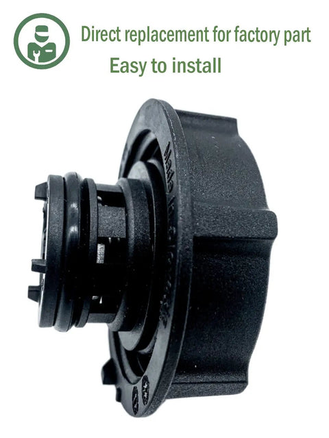 Side view of Ford Coolant Reservoir Cap Replacement For Focus Mustang Fusion Escape F Series Trucks Bronco Edge Ranger Expedition Explorer Transit And Lincoln Aviator MKZ MKC MKX With Tight Seal And 21 Psi Maximum Pressure.