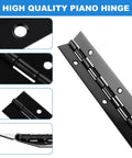 Close-up view of Sixteen Piece 8 Inch Piano Hinges Straight Up Heavy Duty Continuous Hardware In Rust Resistant Iron.