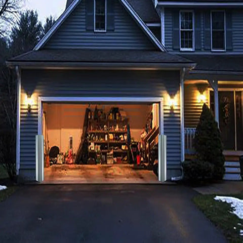 Heavy Duty Reflective Garage Wall Guard Plus Slick Rubber Corner Protector For Car Door Bumper Shield With High Visibility Night Safety Strip Tough As Nails Warehouse Parking Lot Anti Collision Bumper Guard Black installed in garage entrance.