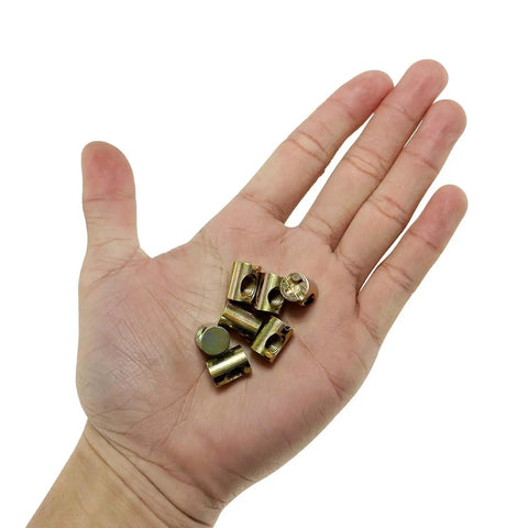 Premium Heavy Duty M6 Slotted Barrel Nuts 10x13mm Gold Cross Dowel Furniture Fasteners Replacement For Beds Cribs Chairs in hand